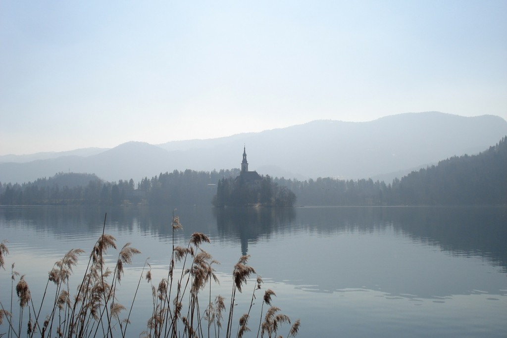 Dégradés de gris au lac Bled en Slovénie