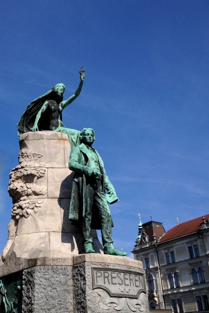 Statue du poète France Prešeren à Ljubljana (Prešeren Square)