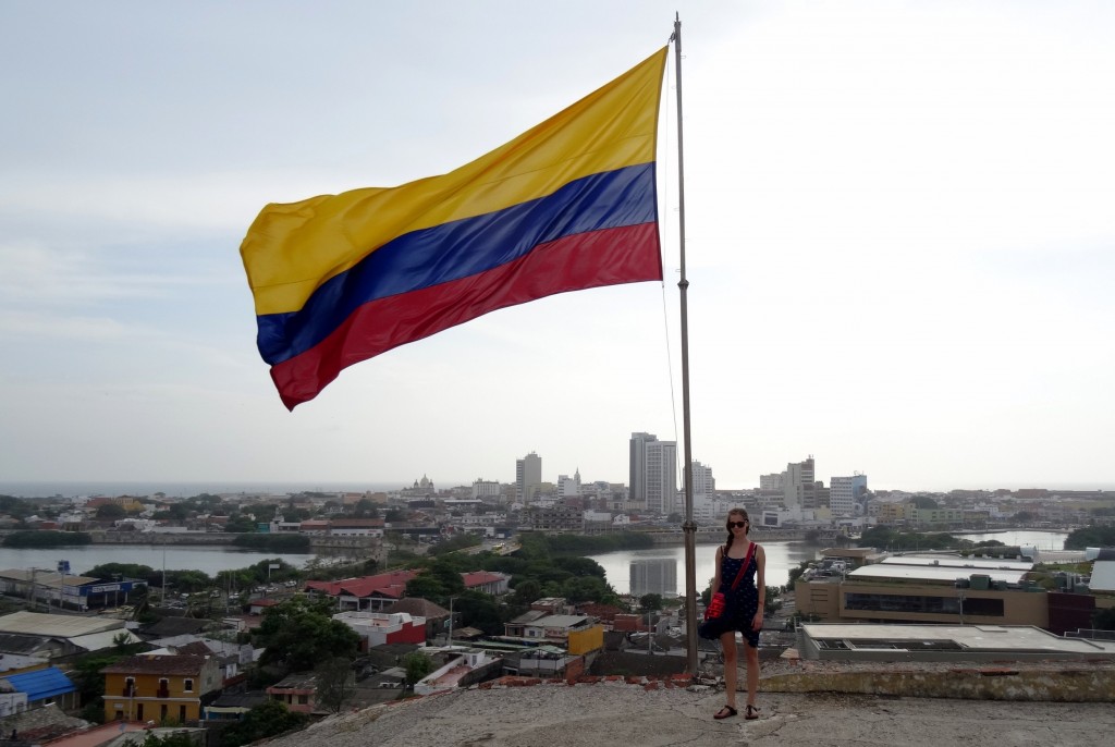 Grand drapeau de la Colombie au Castillo de San Felipe de Barajas à Carthagène des Indes
