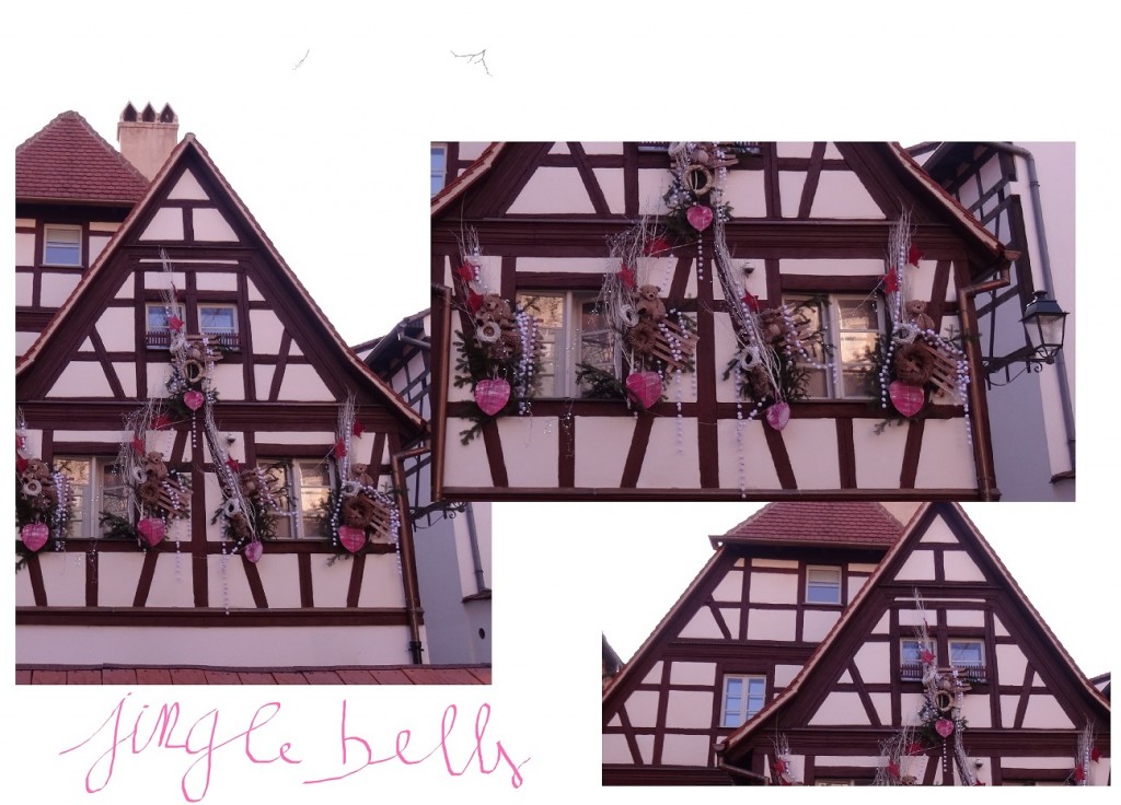Façade en colombages et décorations de Noël à Strasbourg