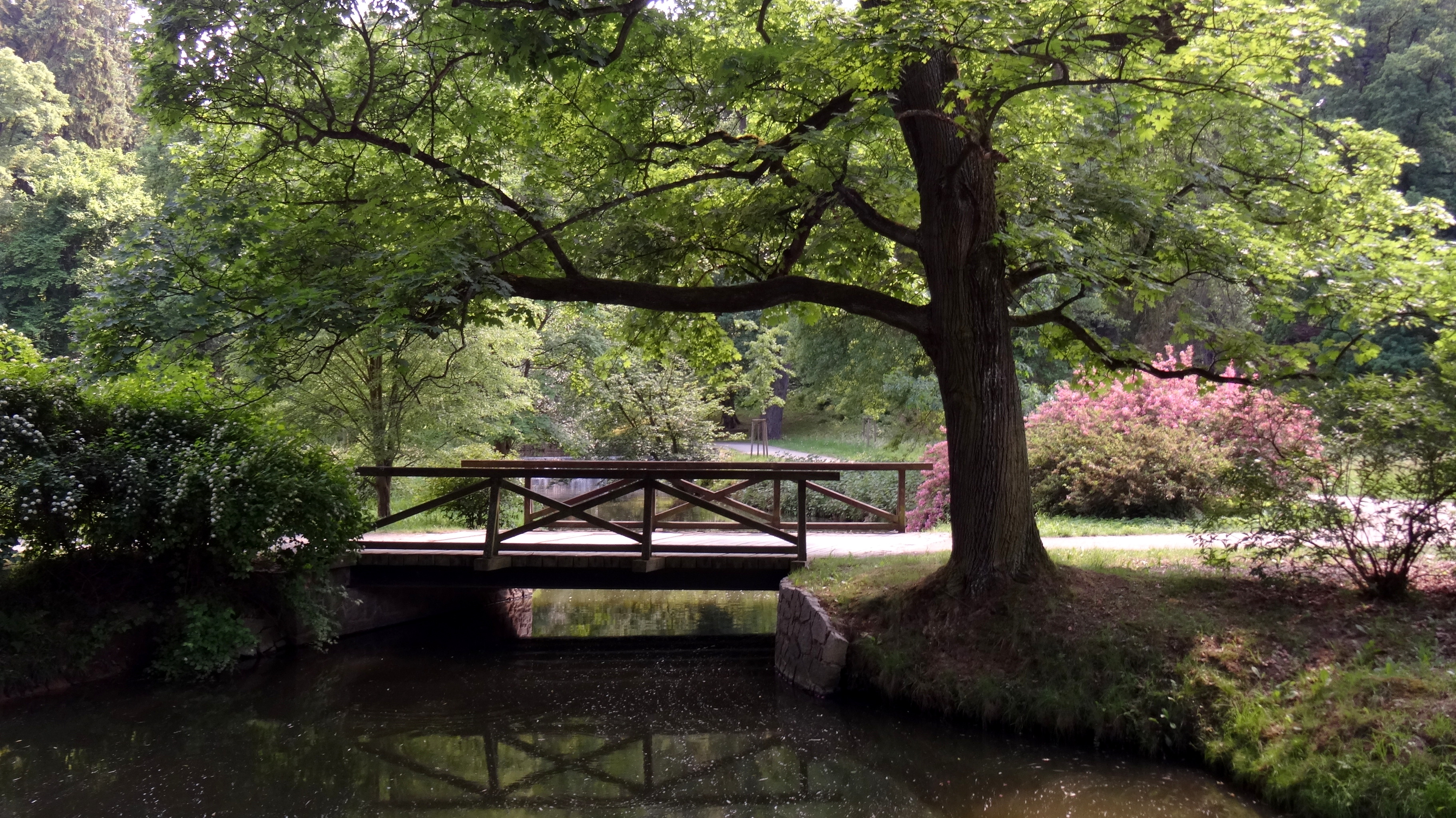 Joli pont à Pruhonice et son parc