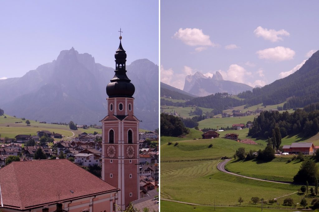 L'église de Kastelruth - Castelrotto et ses montagnes