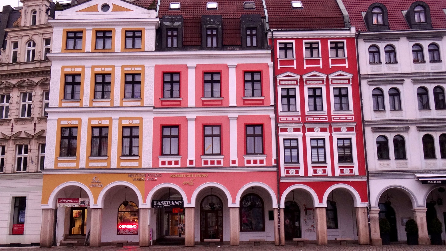 Façades colorées à Liberec en République Tchèque